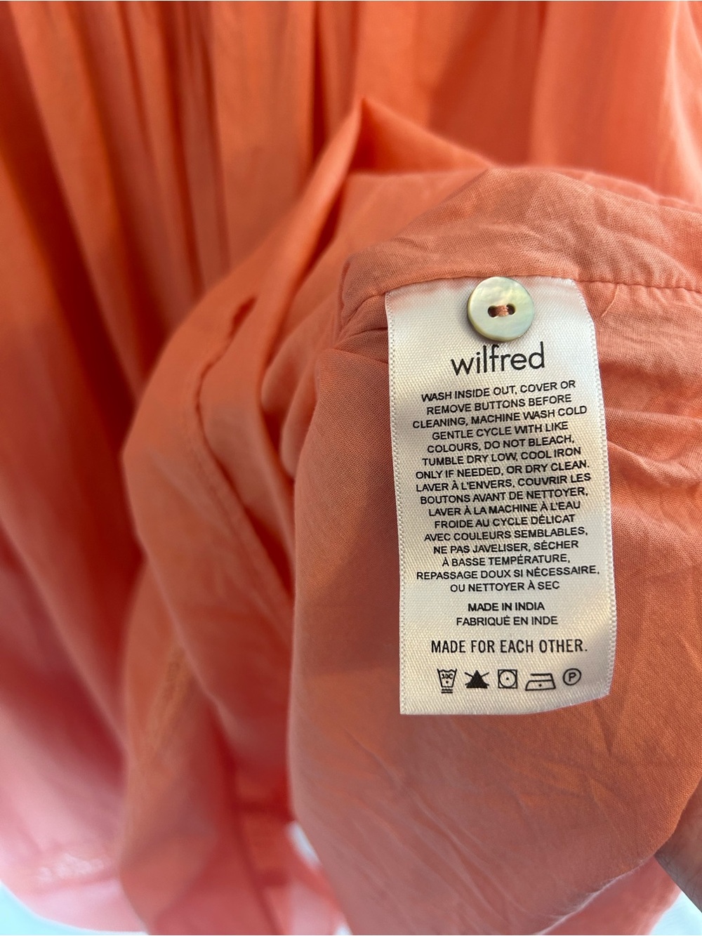 Aritzia Wilfred Boheme Boho Babydoll Elia Ruffle Trim Mini Dress Peach Small - Picture 4 of 8